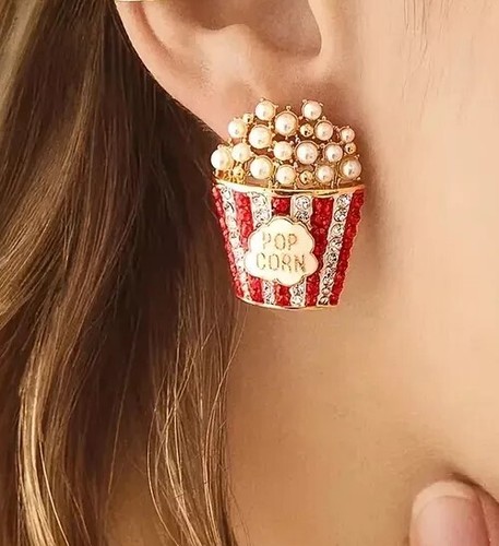 Strass funkelnde Popcorn Ohrstecker Kunstperlen goldfarben Party Geschenk - Bild 3 von 5