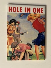 ATA-BOY METAL REFRIGERATOR MAGNET  90’s HOLE IN ONE PB SLEAZE LESBIAN GOLF EXPLT