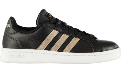 ladies black and gold trainers