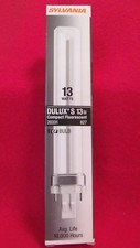 13 WATT DULUX S COMPACT FLUORSCENT BULB, SYLVANIA 20331 827, STOCK 24