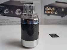 1x AC Power Plug IEC Female Connector Carbon Fiber Copper Rhodium Plated