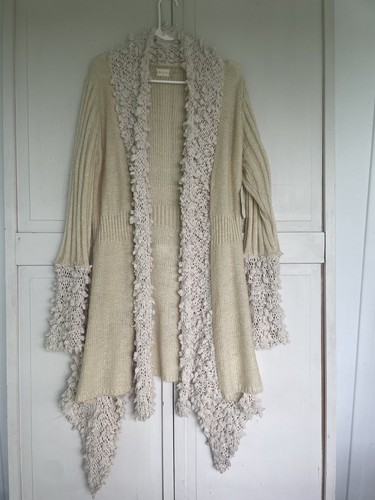 Altard State Womens Cardigan Sweater Ombre Open Front Fringe Medium Large Beige - Picture 12 of 24