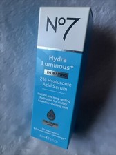 2 -No7 Hydra Luminous Hydrating Serum 2 Hyaluronic Acid 5 Niacinamide 1oz NIB