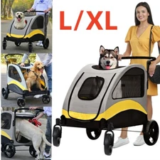 Jumbo Foldable Dog Stroller Pet Cat Jogger Wagon Pet Travel Stroller Pushchair