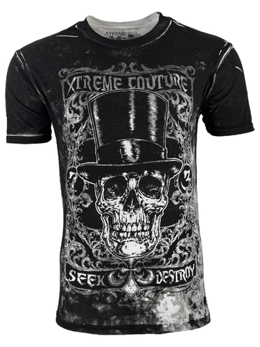 Maglietta Uomo Xtreme Couture By Affliction Aftershock – Teschio Biker, Taglie S-4XL