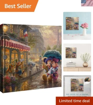 Vivid 14" Disney Canvas Art of Mickey & Minnie in Paris | Unframed Charm - Image 1 of 4