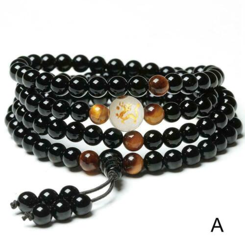 Naturstein Tigerauge Mala Herren Armband Buddhist 108 6 mm Perlen Obsidian T1Z6 - Bild 8 von 8