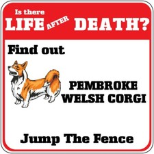 Crossing Sign Pembroke Welsh Corgi Dog Life After Death Jump Fence Cross Xing