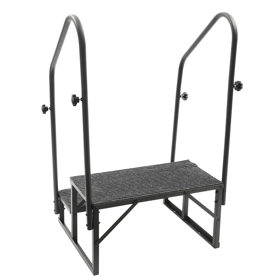 Rvs Boot Railing Black Steel 2 Steps Handrail Hand Rail Stair For RV Exterior Steps ...