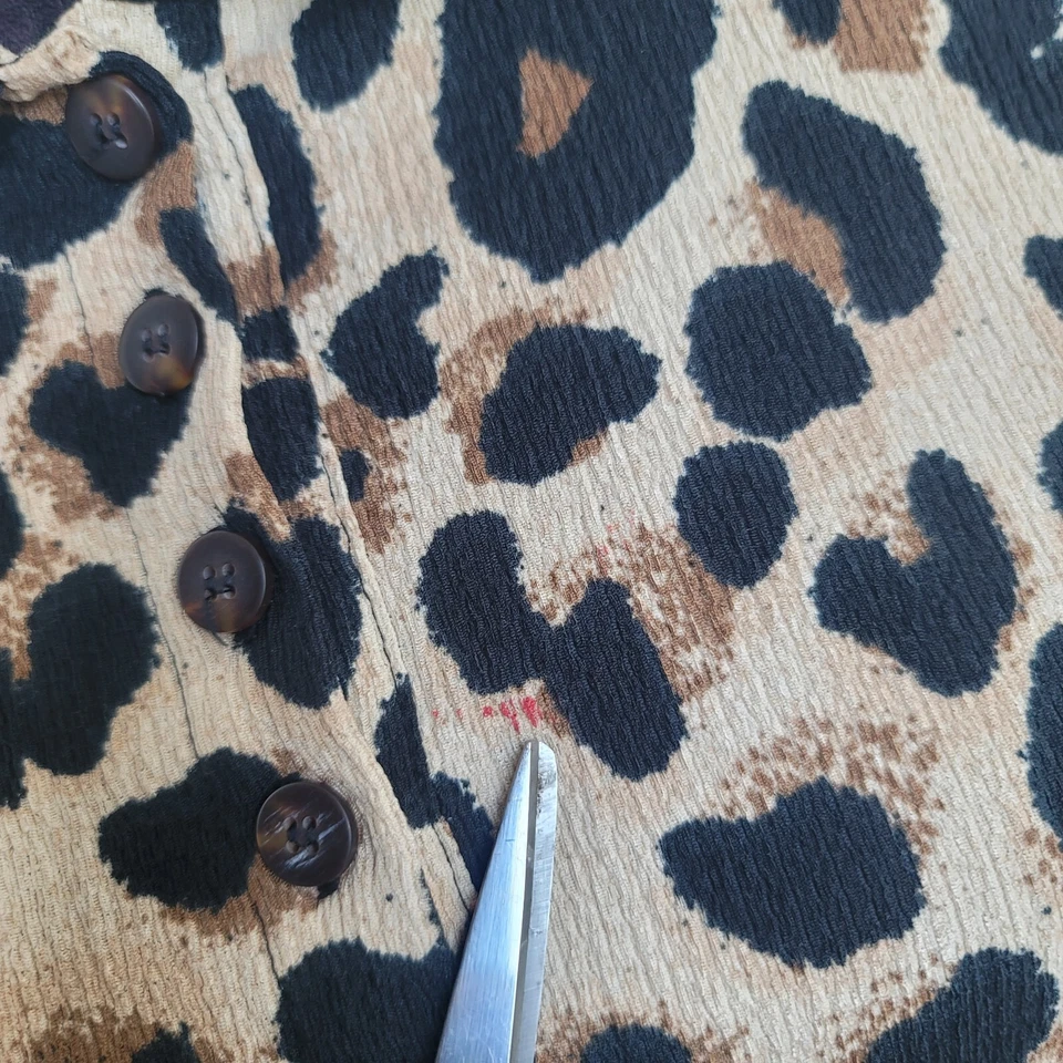 Zara Girls Dress Brown Black Short Sleeve Button Leopard Print Size 13-14 - Image 4 of 4