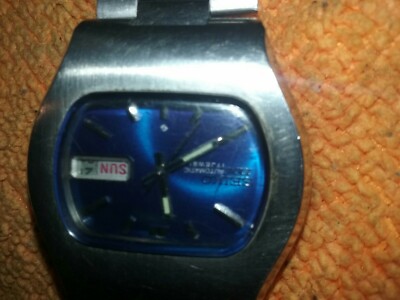 Vintg Seiko DX Automatic 17 Jewels 6106-5469 Blue Face Stainless