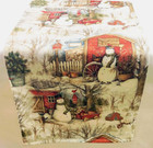 Winter Barn Snowman Christmas Table Runner