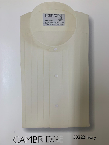 IVORY Mandarin Banded Collar Formal Shirt with 3/4'' pleated front by Lord West - Picture 3 of 4
