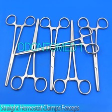 New Set of 6 Pairs 8" Straight Hemostat Forceps Locking Clamps - Stainless Steel