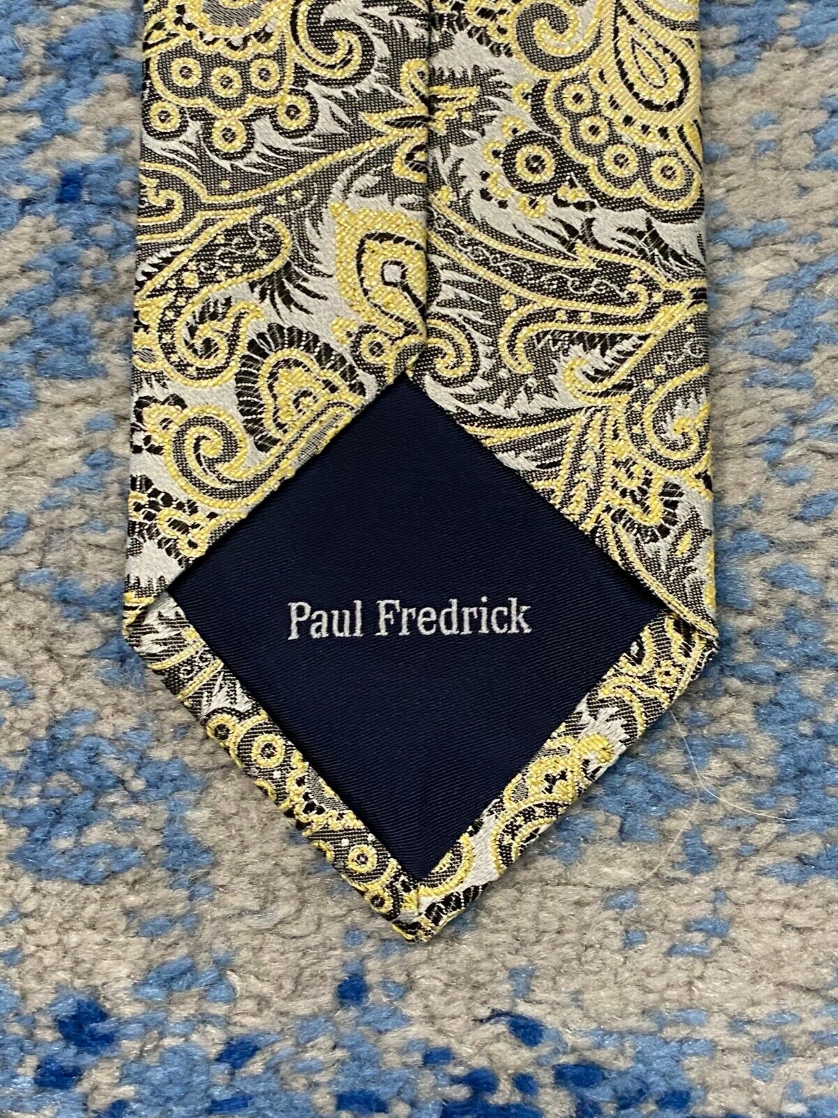 Paul Fredrick Black Silver Gold Metallic Paisley … - image 6