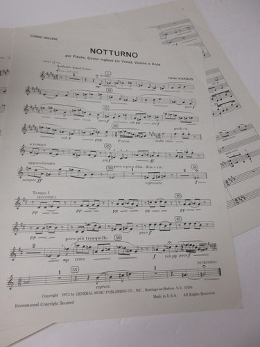 Istvan Karods Notturno Nocturne Flute English Horn Violin Harp Viola Sheet Music - Picture 4 of 7