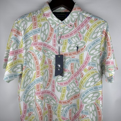 William Murray Men's Polo Shirt - Golf - Short Sleeve - White w/ Film Reels - L - Picture 3 of 23