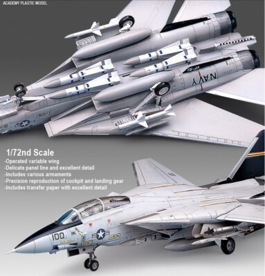 Academy 1/72 USN F-14A Tomcat Aircraft Plastic model kit #12471