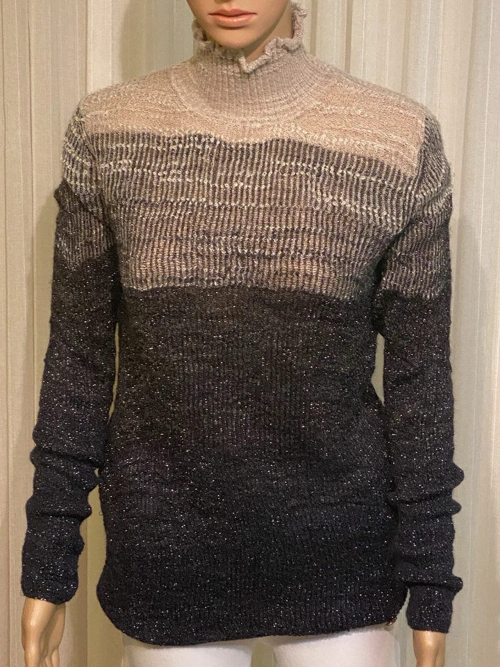 CHANEL Shimmering Alpaca Ombré Turtleneck Sweater Cream to Navy 38 France - Image 2 of 4