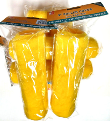SIX PC. 9'' INCH ROLLER PAINT COVERS 1/2'' SEMI SMOOTH SURFACE PVC CORE