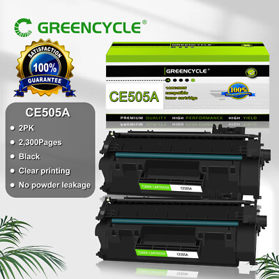 GREENCYCLE 2× CE505A 05A Toner Cartridge Compatible For HP LaserJet P2035n P2050