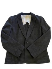 Tahari ASL Women  s Blazer Suit Jacket SZ 12 One Button Black White Specs Lined