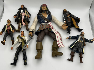 Pirates of the Caribbean Set of 6 Character Figurines + Jack Sparrow Zizzle