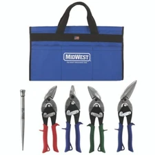 Midwest Aviation Snip Set Left Right Bulldog Long Offset Awl Builders Made in US