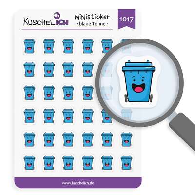 Kalender Aufkleber blaue Tonne Altpapier Erinnerung Terminplaner Bulletjournal
