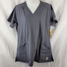 Carhartt C12106 Women's Gray Force Modern Fit Twill V-Neck Scrub Top Size M NWT