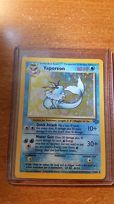 Vaporeon 12/64 Rare Holo Foil Original Jungle Set Pokemon Card
