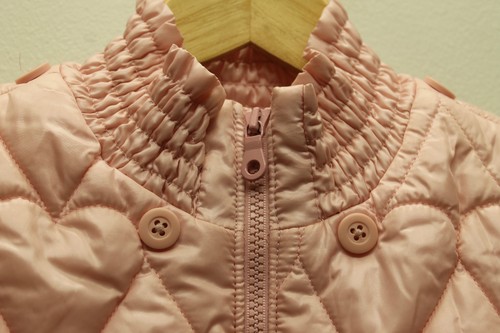 Old Navy Pink Kid Girl Outerwear Puffer Vest Large Lined Detachable Hoodie Heart - Picture 4 of 12
