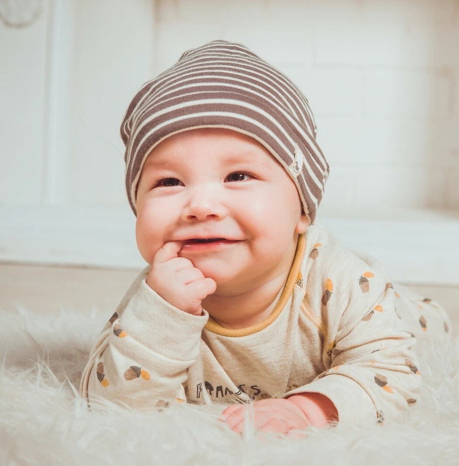 Sombrero de nudo superior azul marino, mitones para ir a casa conjunto de regalo de baby shower/talla 0-6 M Foto 2 de 4