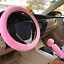 thumbnail 18 - Plush Fur Fluffy Car Steering Wheel Cover Handbrake Cover Gear Knob Cover 3Pcs