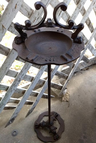 Mid Century Vintage Antique Style Cast Iron Floor Smoking Stand Ashtray Cigar - Picture 6 of 13