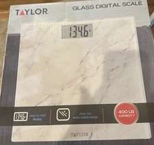 New Taylor White Marble Glass Digital Scale 400 Pounds