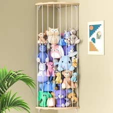 Stuffed Animal Storage Wood Corner Plush Toys Holder with Star Pattern, Lengt...
