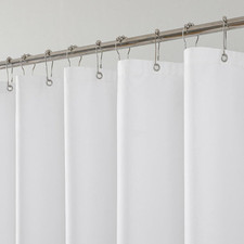 White Fabric Shower Curtain Liner 72x72 Water Repellent 3 Magnets Hotel Quality