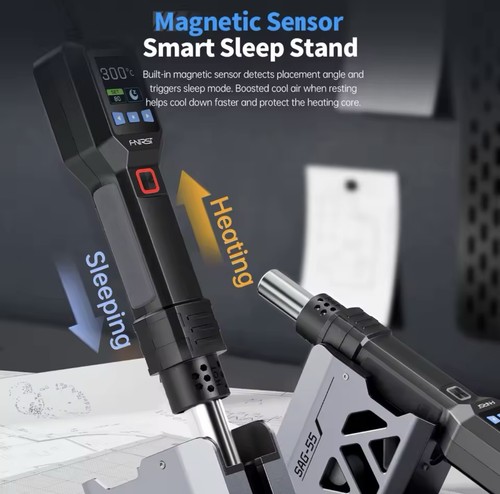 FNIRSI SAG-55 Digital Power Hot Air Gun 550W w/ Stand, Rework Soldering Heat Gun - Picture 6 of 6