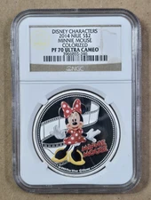 2014 NIUE $2 DISNEY - MINNIE MOUSE - NGC PF70 UC - 999 SILVER COIN