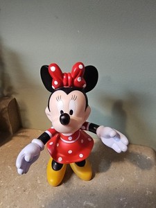 VTG RARE Disney Collectible Minnie Mouse Jointed Hard Vinyl Figure 7" Tall