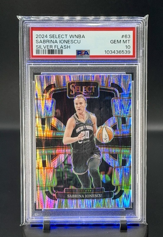 2024 Panini Select WNBA Concourse Sabrina Ionescu #63 Silver Flash Prizm PSA 10