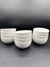 Mikasa SWIRL White Bone China SET OF 12 Fruit, Berry, Dessert Bowls, 4 3/8"