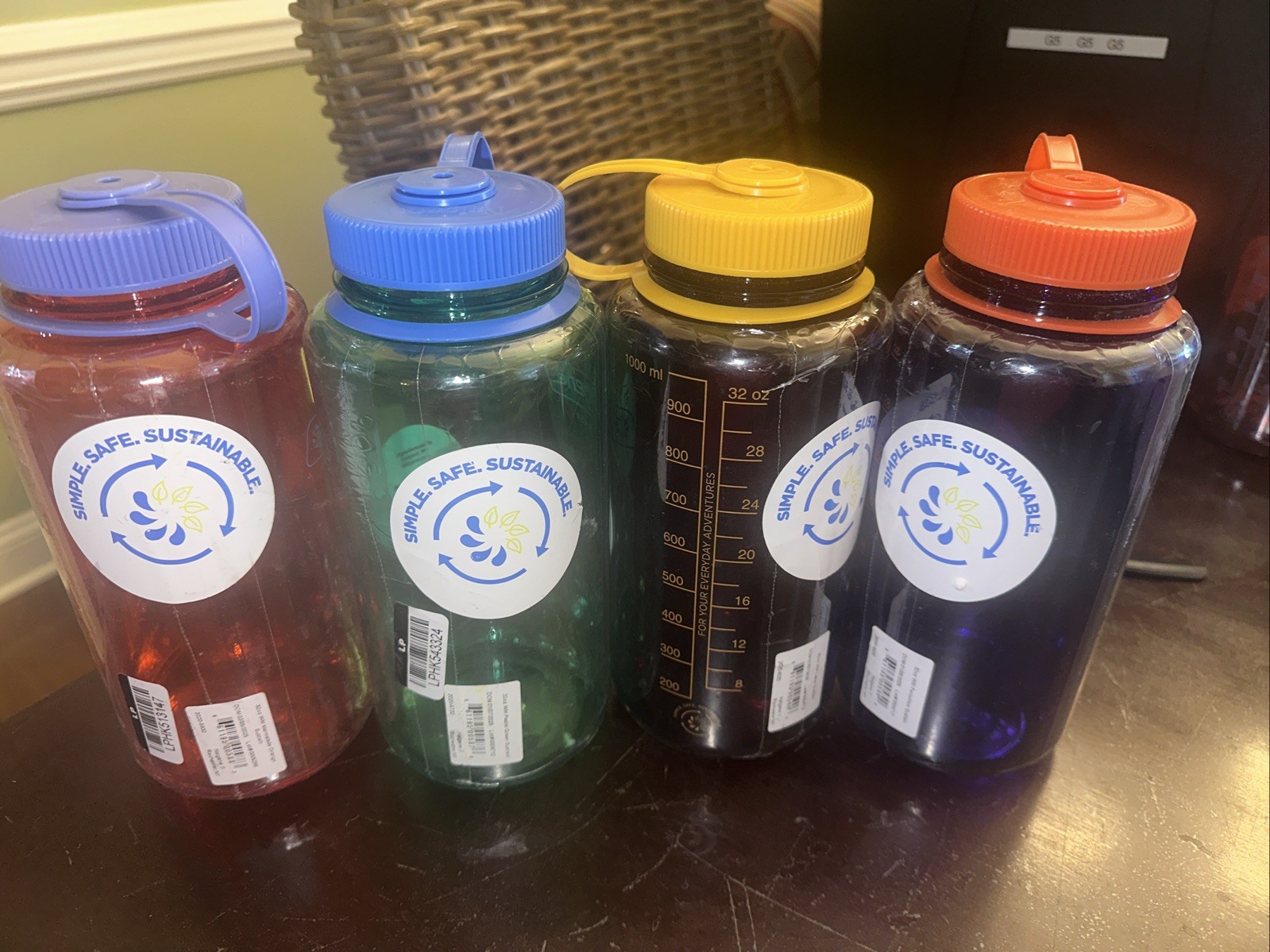 Nalgene 32oz Wide Mouth Water Bottle Lot of 4 Mixed Colors BPA Free Made in USA