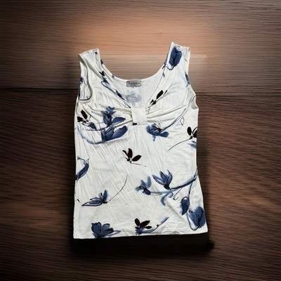 Canda Collection At  C & A Blue,brown,cream floral sleeveless Women s Sz-M