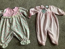 2 Vintage Baby Girl Rompers Nanette 6-9 Mos Little Me NEW 6 Mos