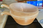 Lot of 2 1950s Vintage Fire King Peach Luster Beehive Handle Chili Soup Bowls