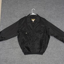 Vintage Liberty Uniform Jacket Mens L Black Nylon Zip Up Bomber Retro Patch