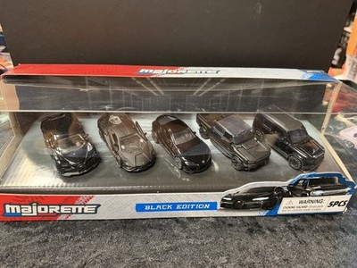 Majorette Black Edition 2025 5-Pack Set 1/64 Diecast Lamborghini, Bugatti, Supra