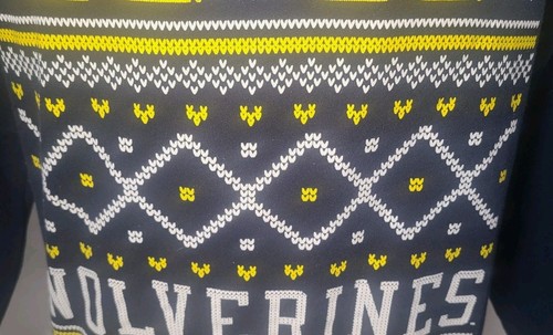Champion Eco Fleece Michigan Wolverines Christmas Sweatshirt Blue Men Sm ~ Used - Picture 6 of 11